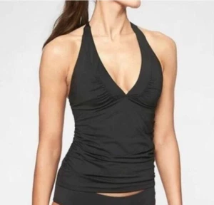 Athleta Halter Tankini Swim Top Women XS Black Rushed Removable Pad Lined - Picture 1 of 18