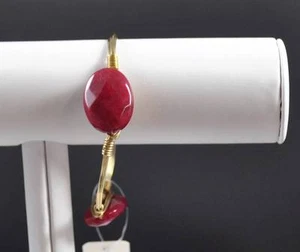 Pulsera apilable de piedra ágata roja estilo sofisticado Youmi K hecha a mano Sm - Imagen 1 de 9