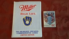 1991 Milwaukee Brewers Miller High Life Baseball Card Book 7" x 8" with cards