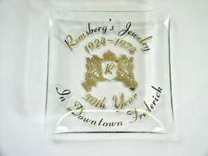 Remsberg`s Schmuck 1924-1974 Downtown Frederick Md Glas Werbung Aschenbecher - Bild 1 von 2
