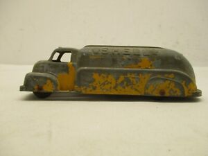 Antique Metal Toy SHELL Gas Tanker Truck 6" Tootsie Toy 1940s