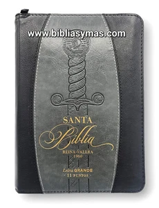 Biblia Chica RV60 Letra 11pts. Espada Negro Cierre Indices - Personalizada - Imagen 1 de 10