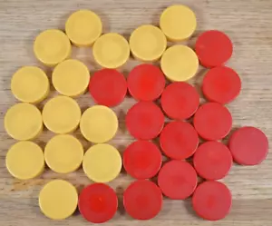 Set di 30 pezzi da gioco backgammon rossi grossi spessi in bachelite e gialli 1 libbra! - Foto 1 di 9