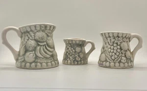 Vintage Mid Century Lego Japan Pitcher Measuring Cup Set Fruit Design & Handles - Picture 1 of 10
