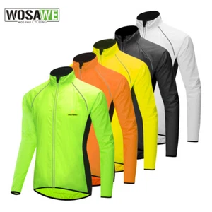 WOSAWE Chaqueta de Ciclismo a prueba de viento Hombres Abrigo de Bicicleta de Carretera Reflectante Alta Vista Prendas para el torso de la camiseta - Imagen 1 de 19