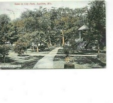 Antique Postcard Scene in City Park Appleton Wisconsin Fred W. Woelz & Bro 1908 
