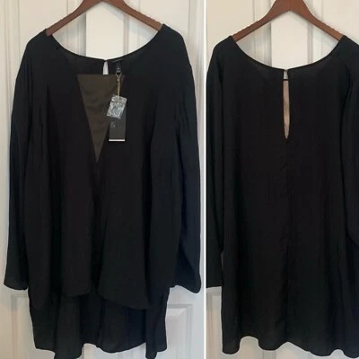Blusa túnica Lane Bryant 6th & Lane negra larga línea suelta 28 4X 4XL Foto 1 de 4