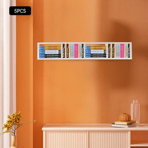 5 PCs Media Storage Rack CD DVD Organizer Wall Mounted Metal Floating Shelf - Picture 1 of 18