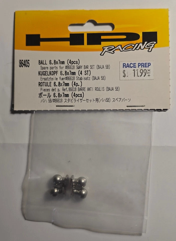 HPI 86405 Ball 6.8x7mm (4pcs) Spare for #86618 Sway Bar Set - Image 1 of 1
