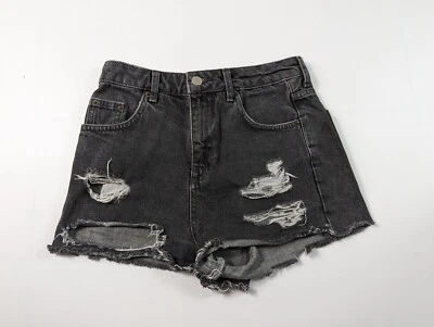 Topshop Grey Torn 100% Cotton Denim Shorts Size 8 W27 - Image 1 of 2
