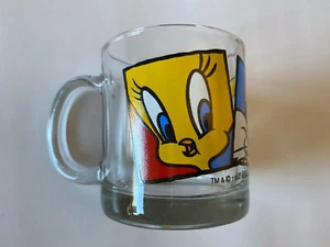 1994 Vintage Warner Bros. Clear Looney Tunes Coffee Mug Bugs Bunny Tweety Bird  - Picture 1 of 12