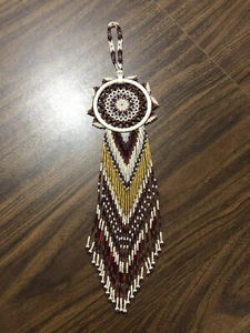 NEU INDIANER PERLEN 3 3/4" TRAUMFÄNGER ROT-WEISS-GELB - Bild 1 von 7