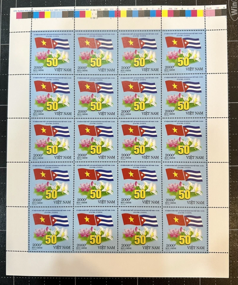 Hoja completa sello Vietnam 2010 50 aniversario relaciones isla caribeña como nuevo Foto 1 de 1