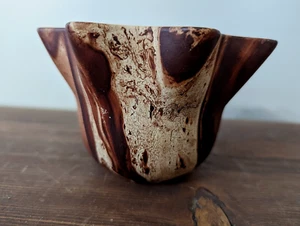 Studio Pottery Small Brown Tone Bowl W/Green Signed RM 5" - Picture 1 of 7