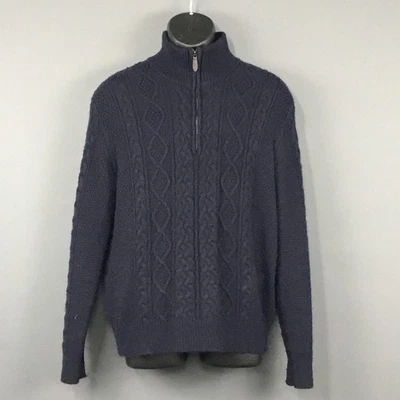 Suéter Saks Fifth Avenue para Hombres Pequeño Tejido con Cable Media Cremallera Pullover Mezcla de Lana Foto 1 de 4