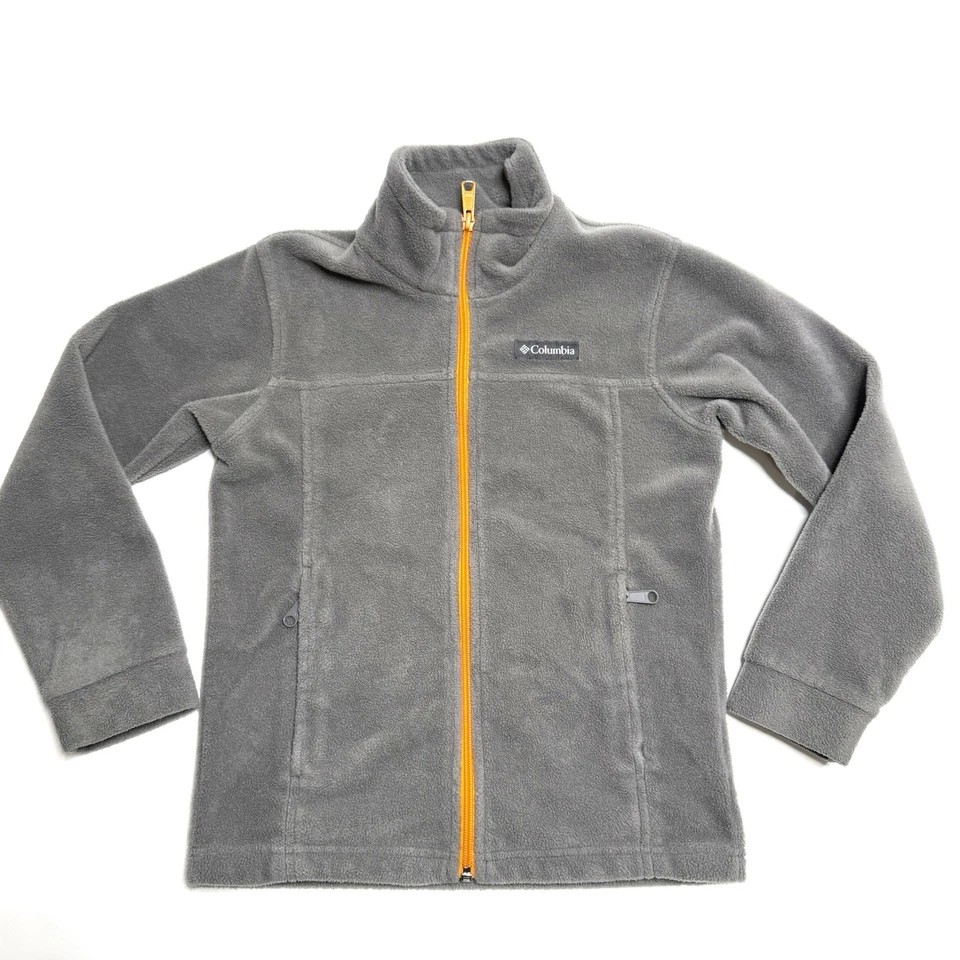 Chaqueta polar Columbia cremallera completa para niños talla pequeña (8) bolsillos gris/naranja Steens Foto 1 de 4