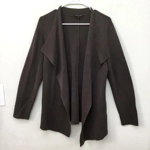 EILEEN FISHER Open Interlock Cardigan Light Jacket brown Sz M Silk Cotton Blend - Picture 1 of 6