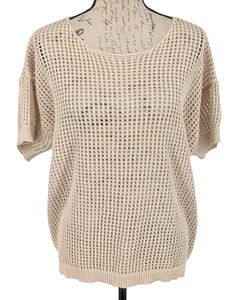 WISHLIST Top Large Cream Cotton Open Crochet  Oversized New With Tags - Picture 1 of 11