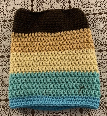 Handmade Crocheted Beige Blue Dog Snood Neck Warmer Warm Winter Wear Brand New - Image 1 of 4