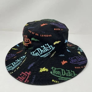 Von Dutch Hat Bucket Black Multicolor Print Originals One Size Streetwear Mens - Picture 1 of 4