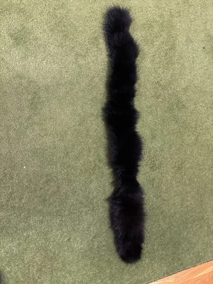 GRAN CUELLO DE PIEL DE ZORRO NEGRO REAL SUAVE FLEXIBLE EE. UU. Forrado, 34" x 4" #7 Foto 1 de 4
