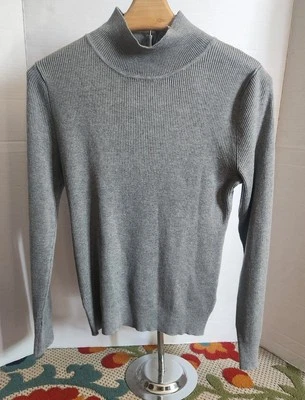 Suéter feminino Melissa Paige manga longa malha com nervuras pescoço simulado novo com etiquetas tamanho médio - Imagem 1 de 4