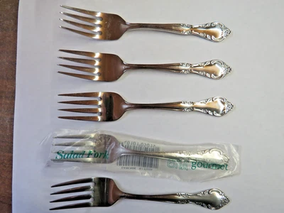 Cubiertos de acero inoxidable Estia patrón de cascada 5 tenedores de ensalada 6 1/4" Foto 1 de 2