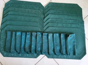 Green Damask Placemats & Napkins - 14 Placemats, 12 Napkins EUC - Picture 1 of 8