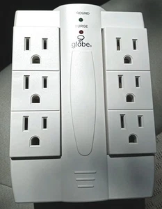 NEW Globe Electric 6-Outlet Swivel Space Saving 2 USB Ports -Surge Protector - Picture 1 of 4