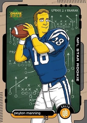 Peyton Manning Homer's Heroes 辛普森一家 1998 年新秀定制集换卡小马队 — 第 1/2 张图片
