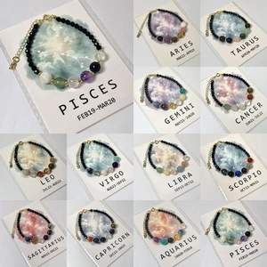 12 Constellation Sign Bracelet Handcrafted Natural Crystal Astrology Jewelry New - Picture 1 of 131