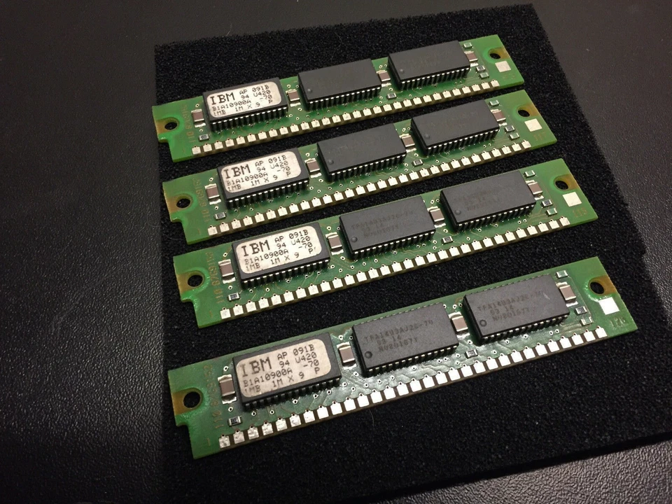 4x 1MB 30-Pin 3-chip Parity 70ns FPM 1Mx9 Memory SIMMs 4MB RAM Apple Mac PC - Image 1 of 3
