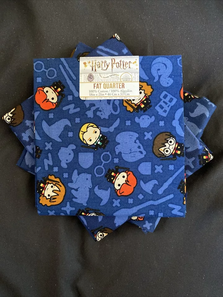 Harry Potter Wizarding World WB Blue Print 100% Cotton Fabric Fat Quarter NEW - Image 1 of 1