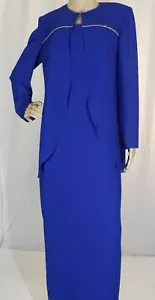 URSULA of SWITZERLAND~MINT!!~VTG DARK BLUE 2PC LONG FORMAL DRESS & JACKET SZ:10 - Picture 1 of 10