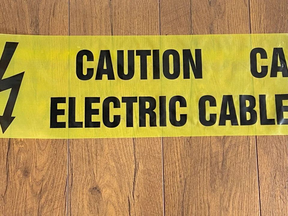 10m LENGTH CAUTION TAPE  Electric Cable  BELOW WARNING TAPE YELLOW - Image 1 of 1