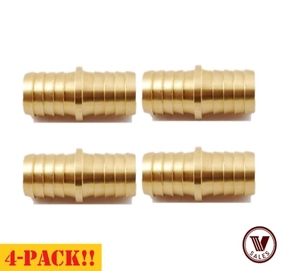 4-PACK! 1/4 Brass Barb Hose Splicer Mender Straight Fitting Air Water Oil 129-4 - Image 1 of 4