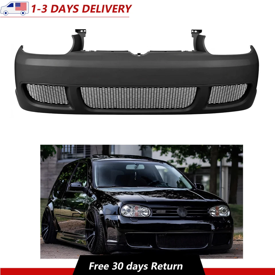 Fits 1999-2005 Volkswagen Golf MK4 R32 style Front Bumper Cover W/ Mesh Grille Foto 1 de 2