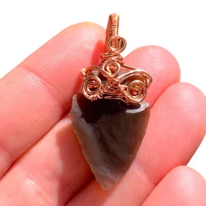 Triple Swirl Jasper Arrowhead Copper Ethnic Gift Wire Wrap Handmade Pendant Gift - Picture 1 of 8