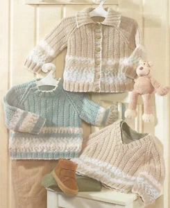 Cardigan sweaters knitting pattern baby kids 8 ply copy birth to 6 years - Picture 1 of 2