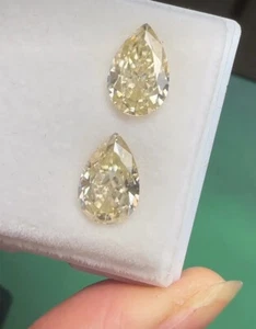 2Ct Natural 2Pc pear Cut Yellow Color diamond CERTIFIED D Grade VVS1 +1 B7Q - Picture 1 of 3