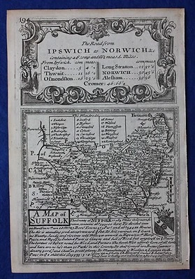Оригинальная антикварная карта графства АНГЛИЯ, СУФФОЛК, Эмануэль Боуэн, 1724 - Изображение 1 из 3