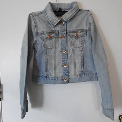 Aeropostale p.s. Chaqueta corta de mezclilla ps niño 10 jean envejecido azul lavado claro Foto 1 de 4