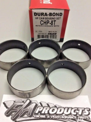 Juego de cojinetes de leva de alto rendimiento recubiertos Chevy 350 bloque pequeño Dura-Bond CHP8T Foto 1 de 4