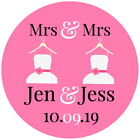 PERSONALISED GLOSS  MRS & MRS SAME SEX GAY WEDDING PARTY THANK YOU STICKERS
