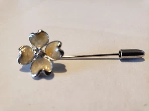 Alfiler de Colección Palo Flor Cornejo Esmalte Plata Diamón Chip - Imagen 1 de 7