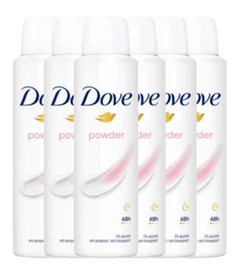 Dove Women Antiperspirant Deodorant Powder 0% Alcohol 150ml - Pack of 6 - Picture 1 of 6