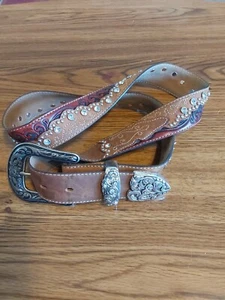 Tony Lama KATLIN CRYSTAL Leather Belt Size 38  - Picture 1 of 6