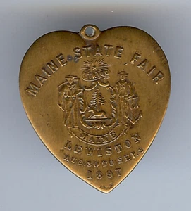 ANTIQUE 1897 SCHWAAB S & S CO MAINE STATE FAIR HEART SOUVENIR LEWISTON - Bild 1 von 2