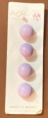 VTG Le Chic Lavendar Domed Plastic Buttons Self Shank 3/4" 4 NEW on Card - Image 1 of 3