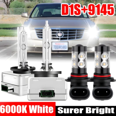 For Cadillac DTS 2006-2011 4Pcs Xenon HID Headlight HI/LO & LED Fog Light Bulbs - Image 1 of 4